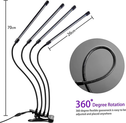 LUMIPRO 4-Head Grow Light — Holistic Home Wellness Fixture with 10 Dimming Levels for Calming Plant Therapy Sessions
