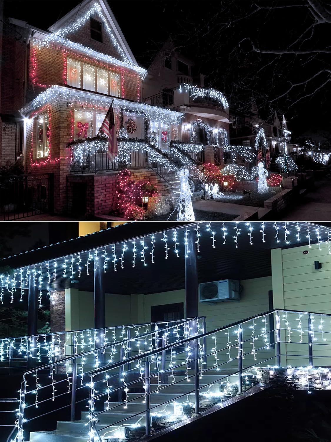 Lumivox Icicle Lights – Durable 32.8ft Roofline and Fence String with Timer for All-Weather Outdoor Ambiance