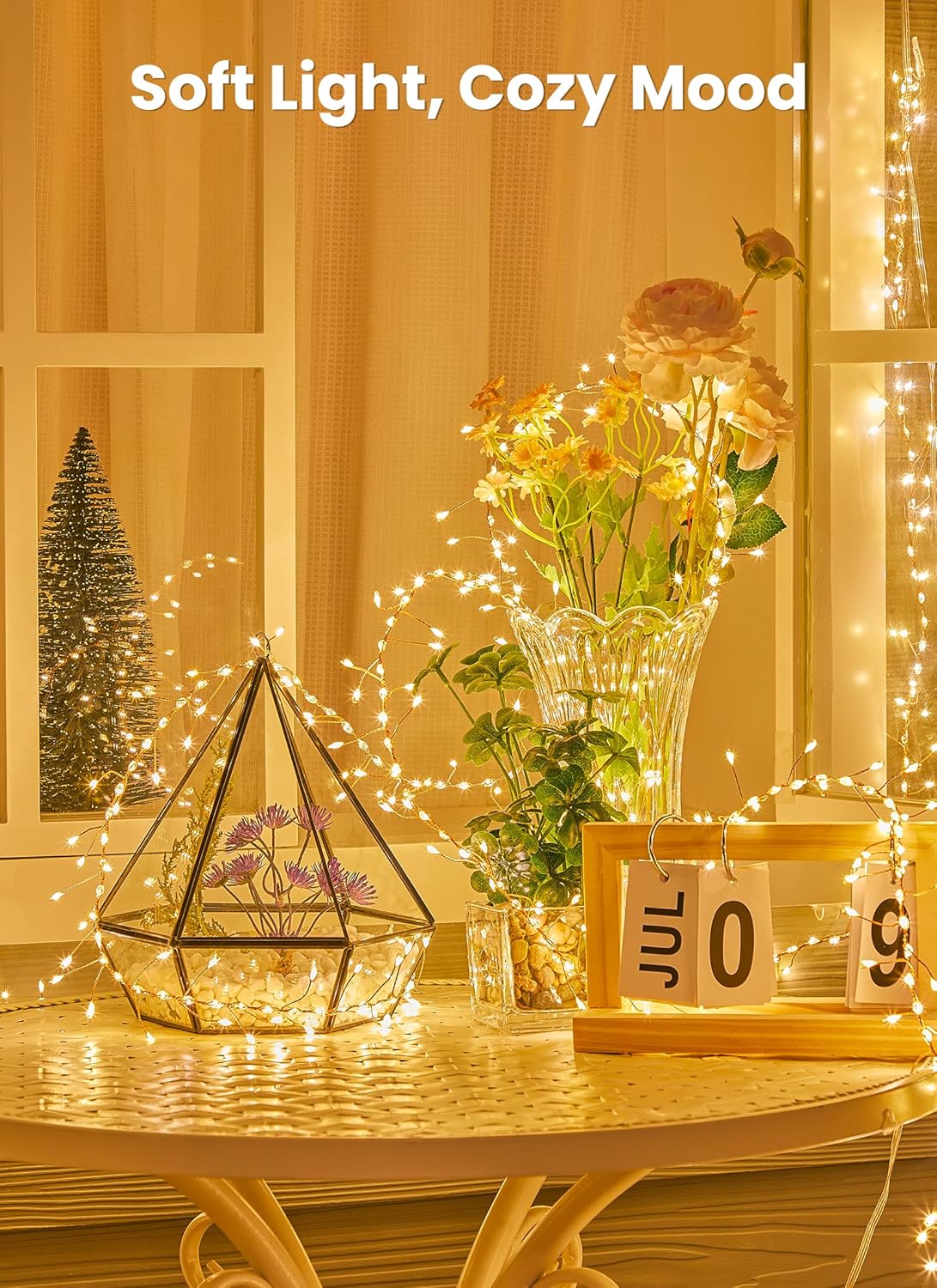 Lumoonos 388LED Firecracker String Lights – Decorative Centerpiece Lights for Vases and Jars