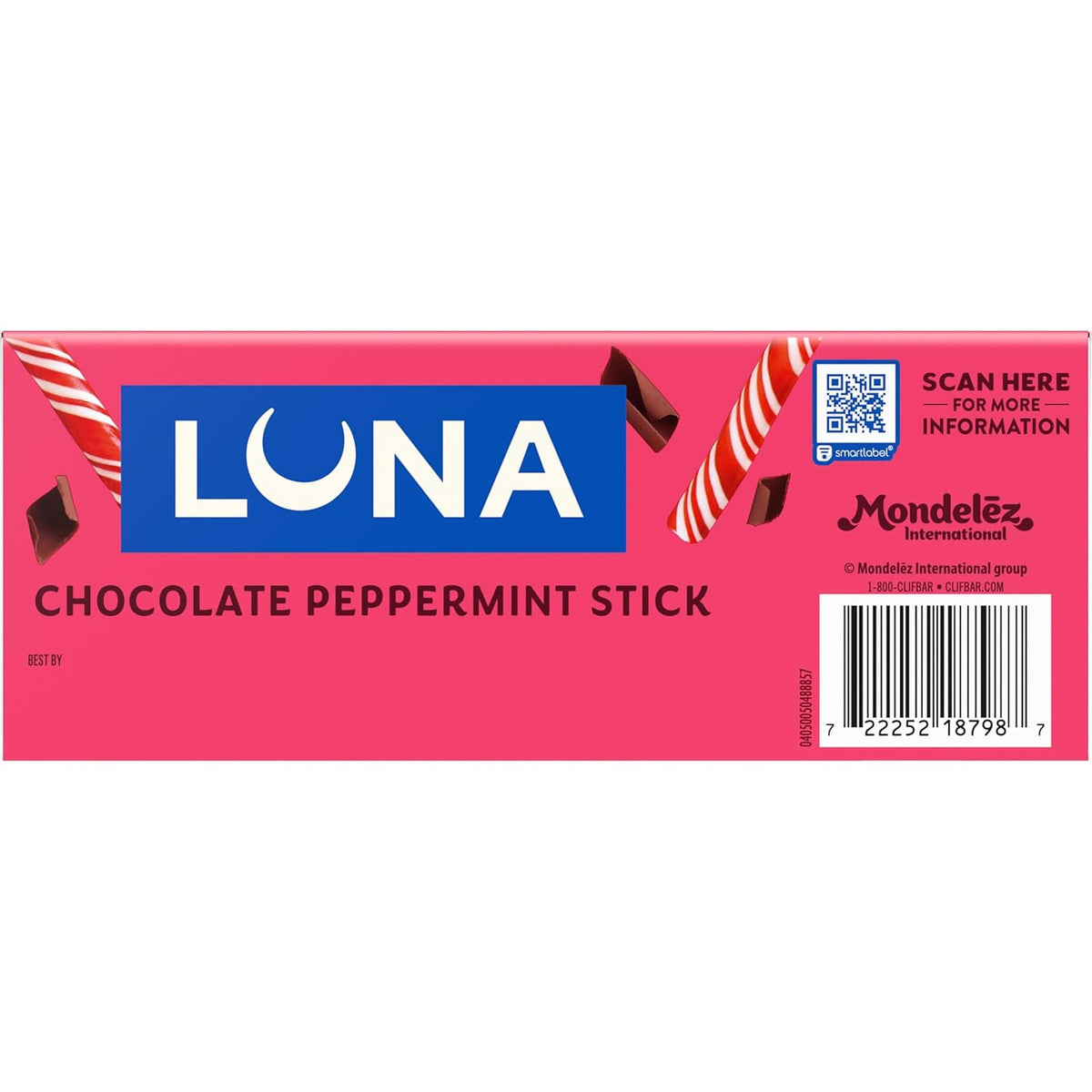 LUNA Bar Chocolate Peppermint Stick – Thoughtful Holiday Snack Gift for Her, Festive 12-Count Protein Bar Box