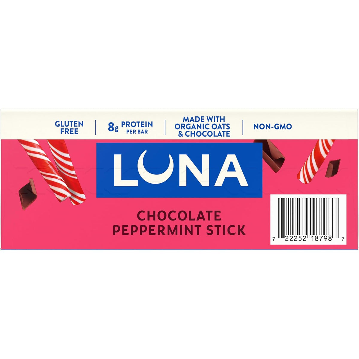LUNA Bar Chocolate Peppermint Stick – Thoughtful Holiday Snack Gift for Her, Festive 12-Count Protein Bar Box