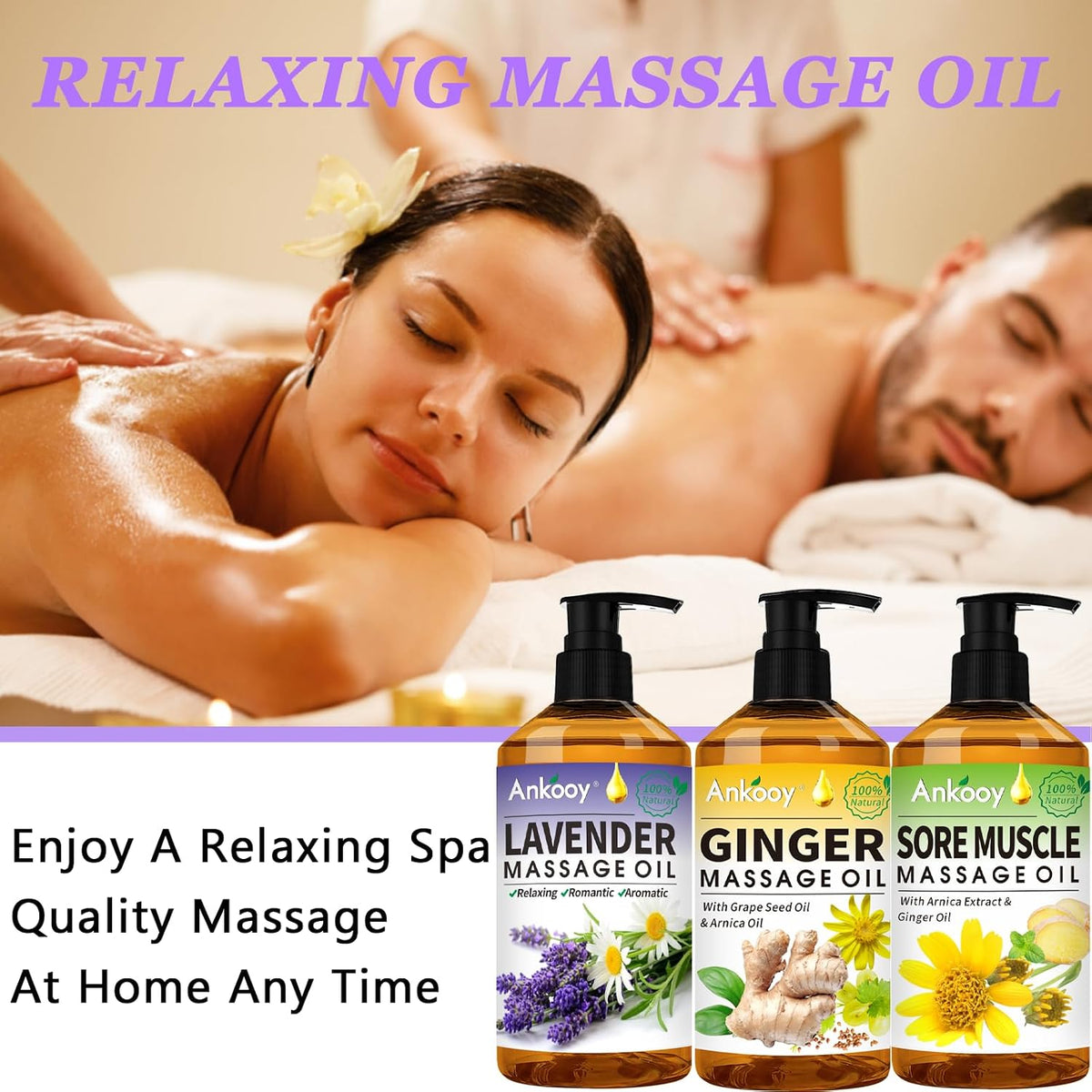 Lunavie Self Care Gift Set for Men – Premium Sore Muscle Massage Kit, Arnica and Ginger Oils with Rotating Roller