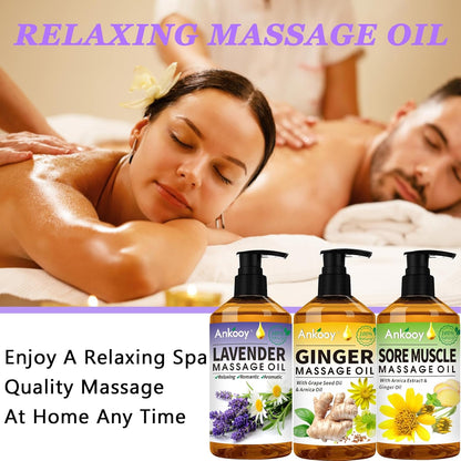 Lunavie Self Care Gift Set for Men – Premium Sore Muscle Massage Kit, Arnica and Ginger Oils with Rotating Roller