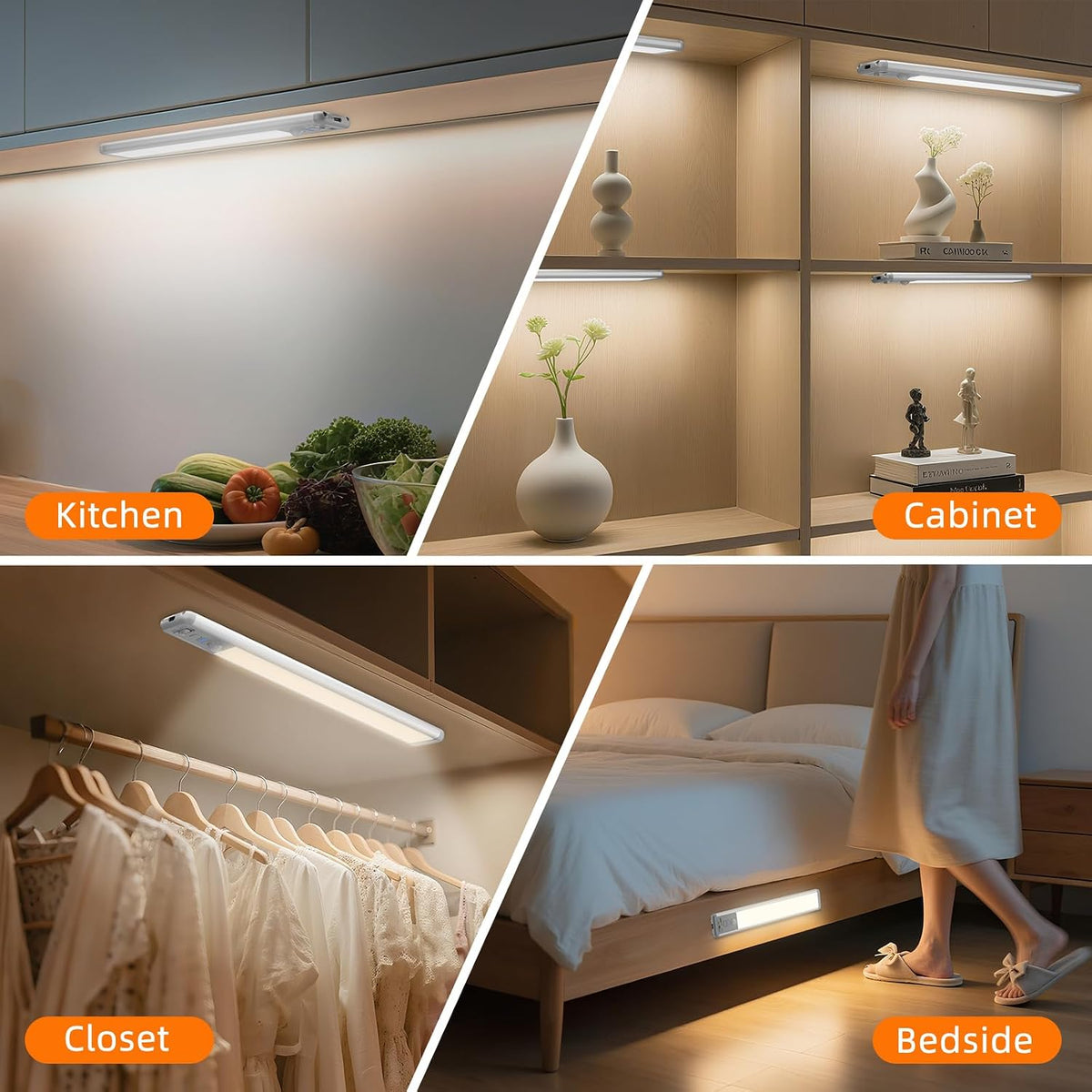 LUXWYN Under Cabinet Lighting – Bright Dimmable LED Task Light for Home Office Focus