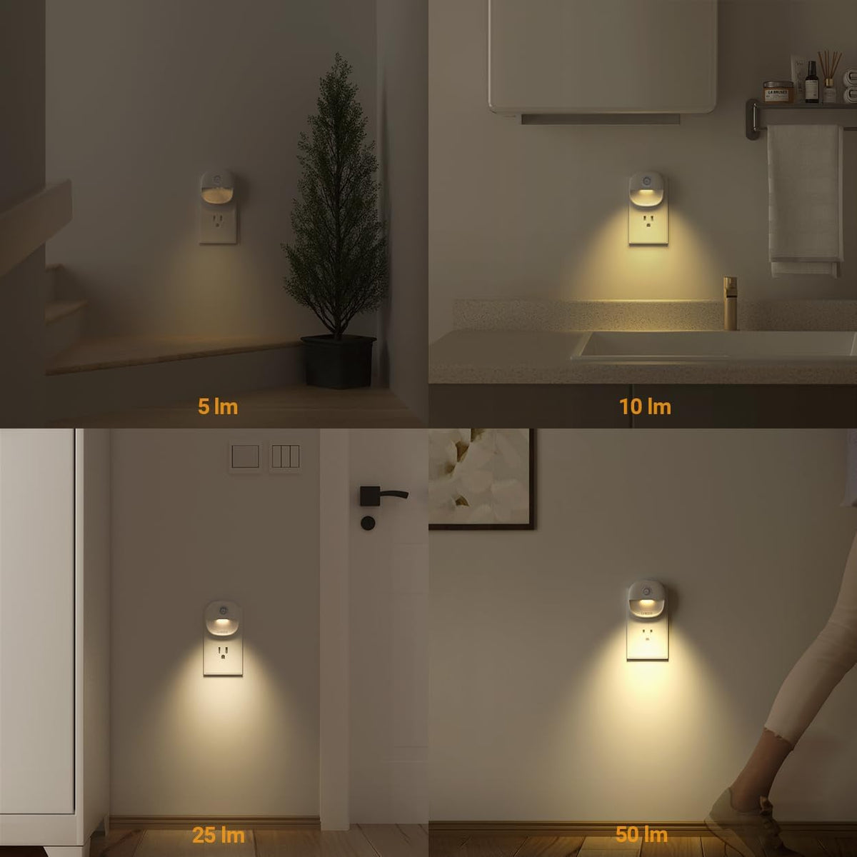 Lyridz Plug-in Night Light – Fall Prevention for Elderly on Stairs and Hallways, Motion Activated Warm Glow