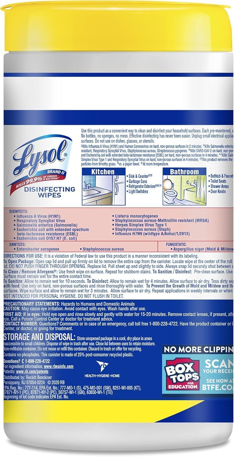Lysol Disinfecting Wipes – Road Trip Cleaning Kit for RVs and Rest Stops, Multi-Surface Sanitizing for Anywhere You Park, 80 Count