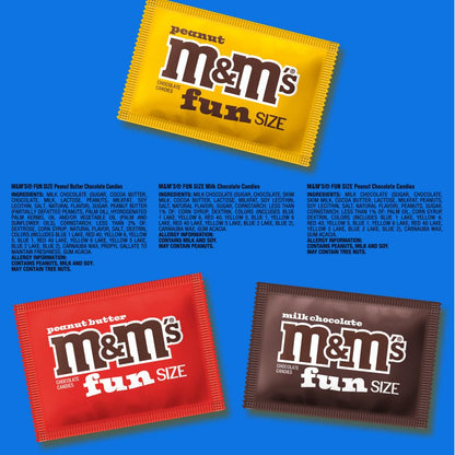 M&M'S Assorted Fun Size Candy Care Package for College Students and Military Care Boxes, 3-Flavor Bulk 19.41 oz