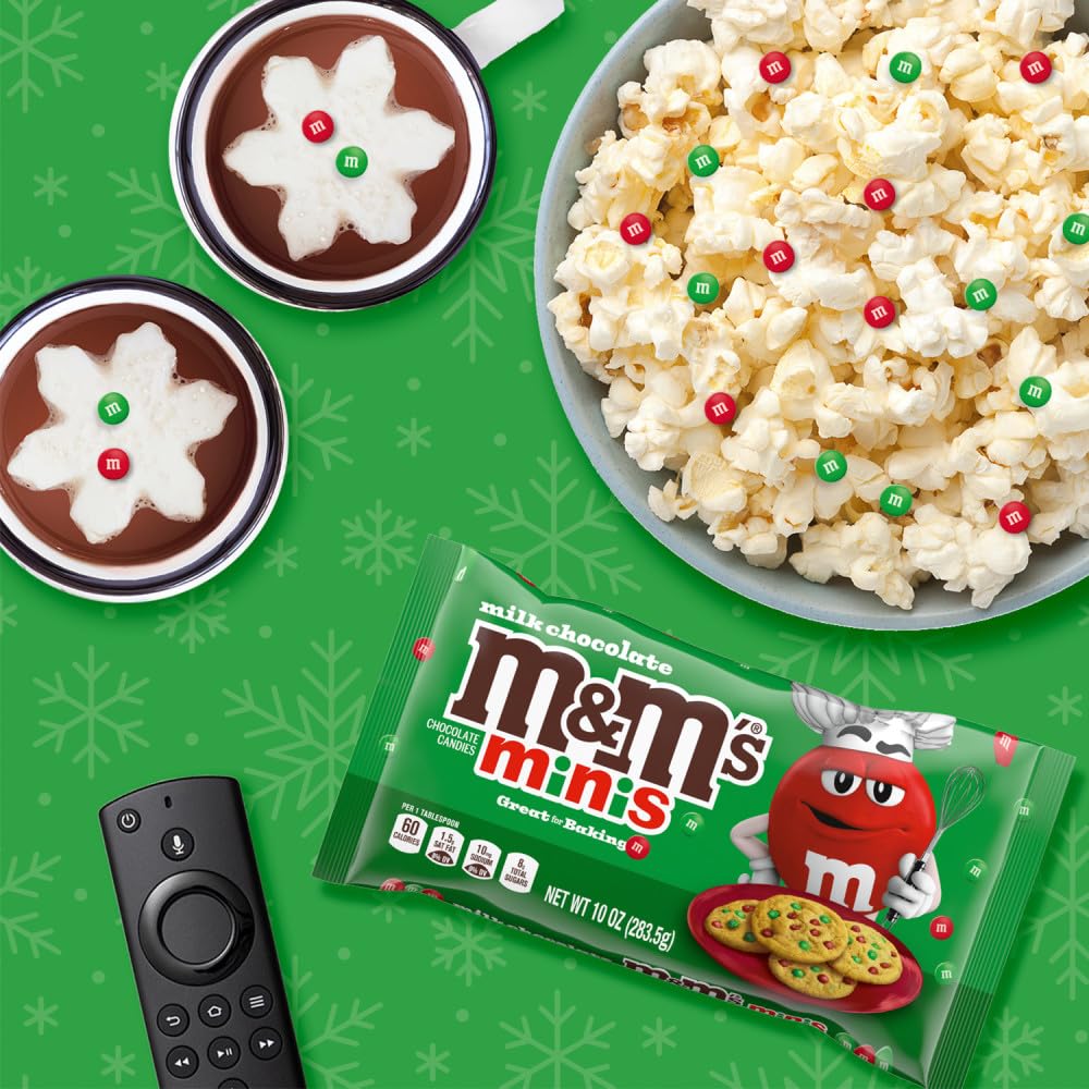 M&M'S Minis Christmas Baking Bits – Fun Holiday Treat for Kids' Classroom Party Favors and Snowman Snacks, 10 oz