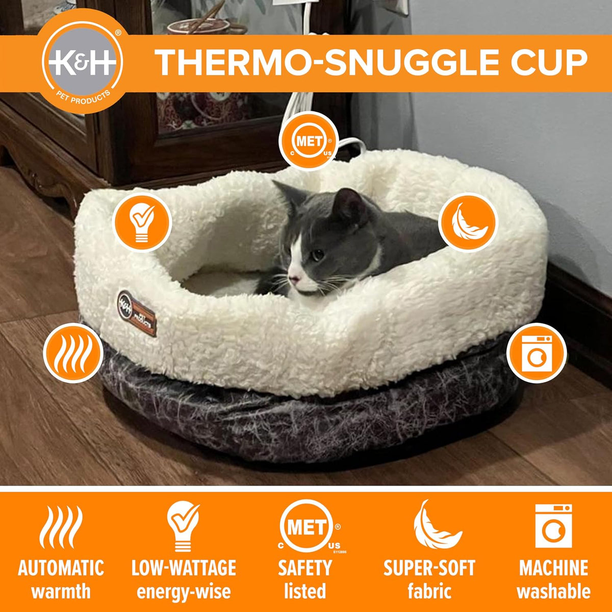 machine washable fleece bed with cold-gentle cycle care instructions