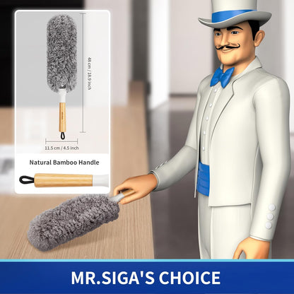 machine-washable microfiber head (no bleach, tumble dry, or iron)