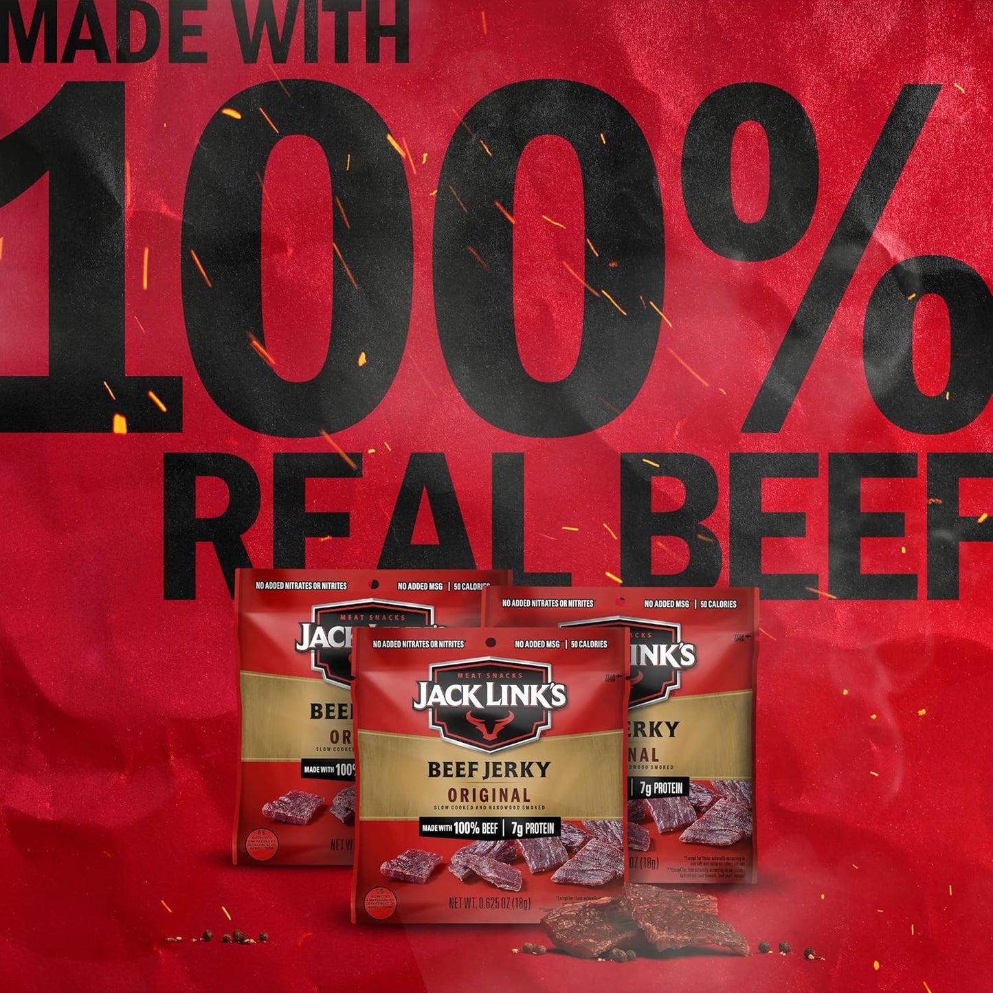 made from 100% real lean beef, slow-cooked over hardwood smoke