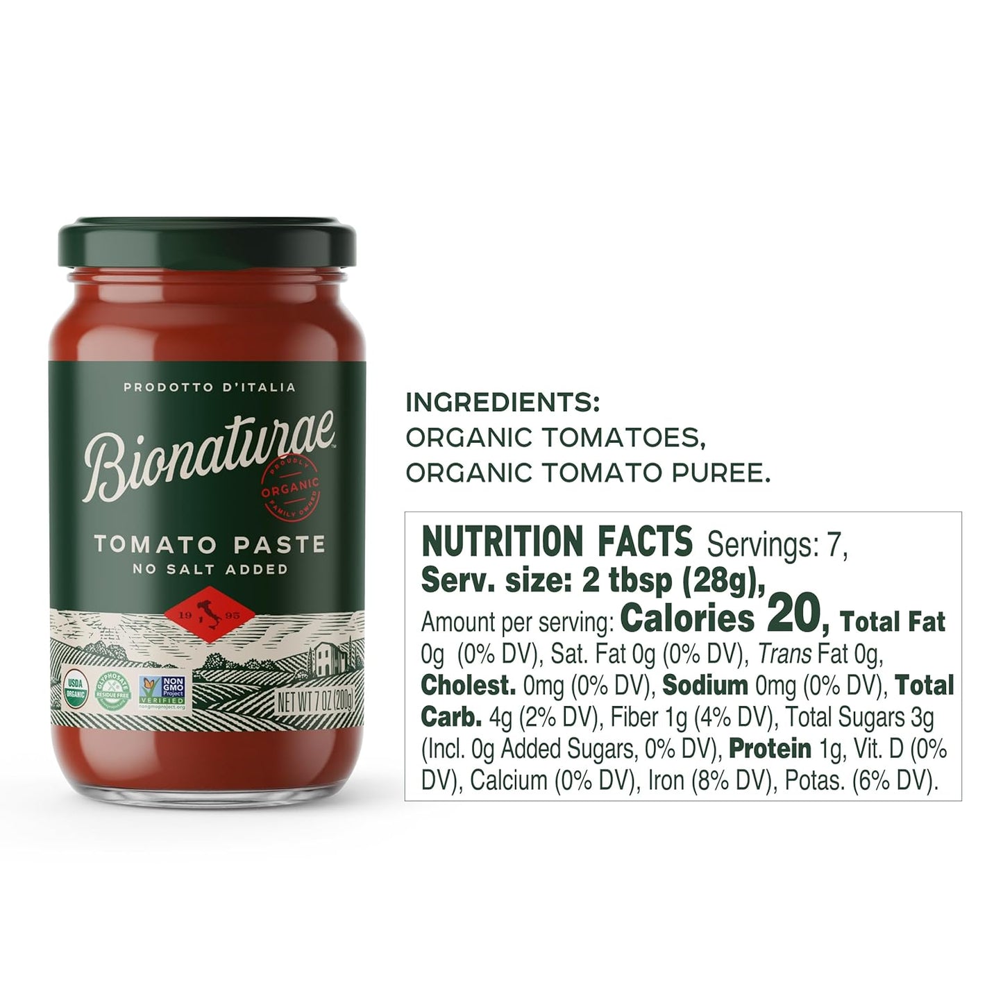 made from 100% ripe italian tomatoes with no added ingredients