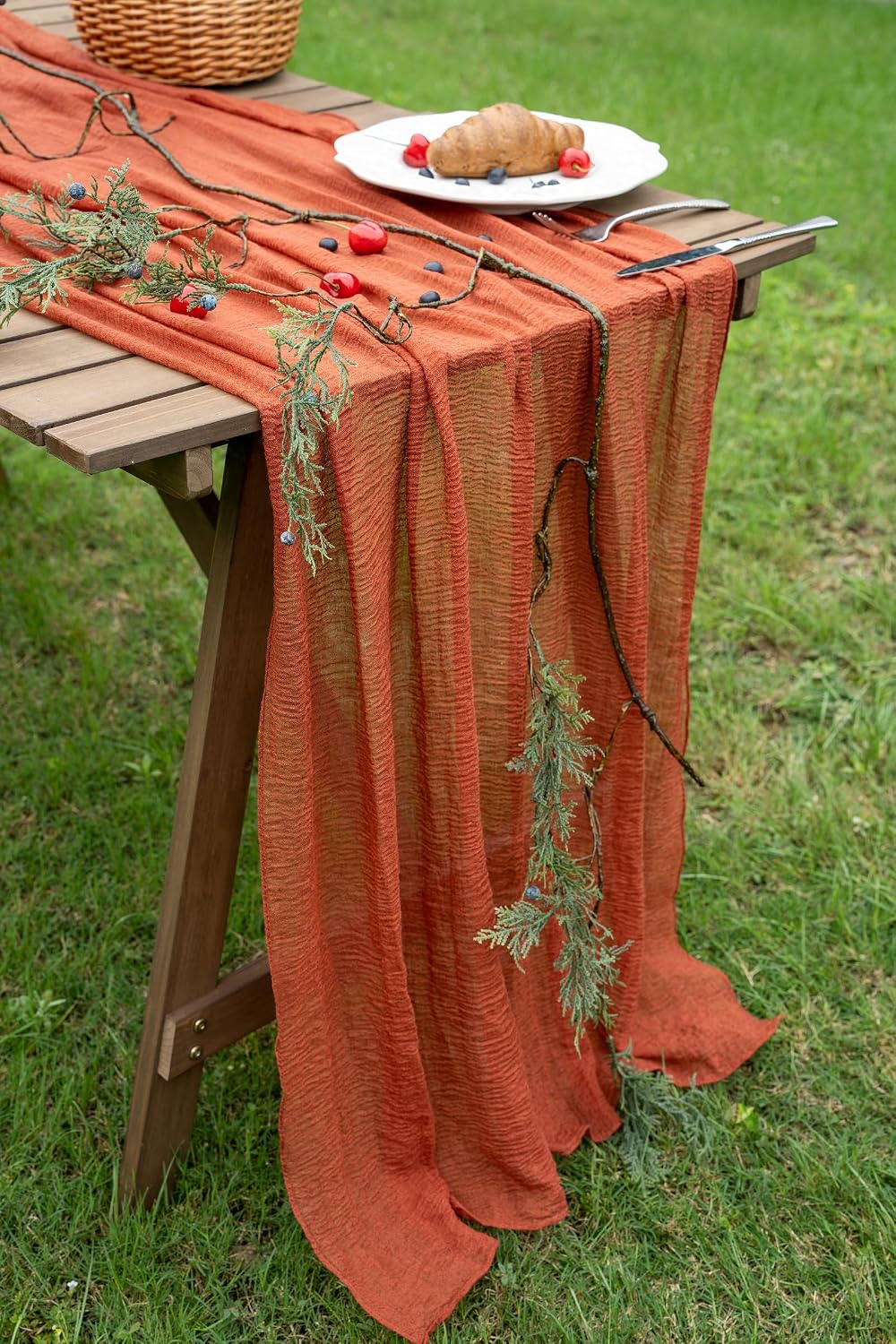 FALL Gauze Table Runner – Romantic Gift for Her, Bohemian Dining Decor and Seasonal Celebration Accent