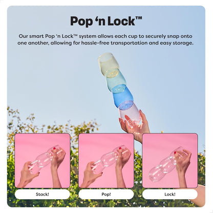 made from up to one recycled plastic bottle per glass, 100% recyclable, and bpa-free
