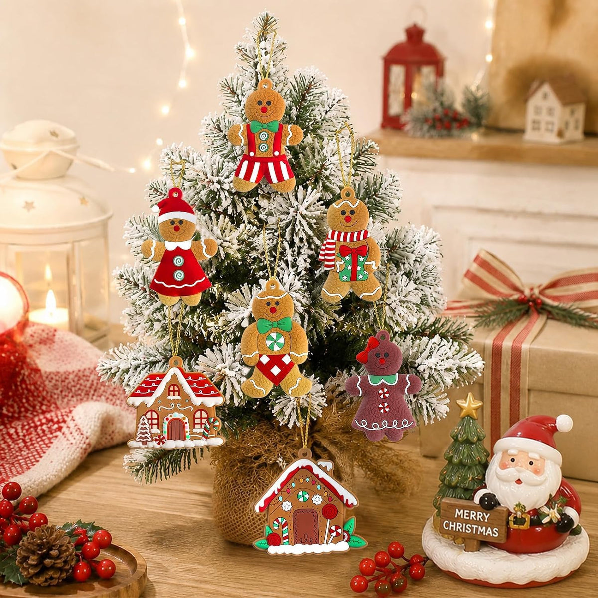 kockuu 16pcs Gingerbread Man Ornaments – Safe, Unbreakable Christmas Decor for Kids' Bedroom Tree