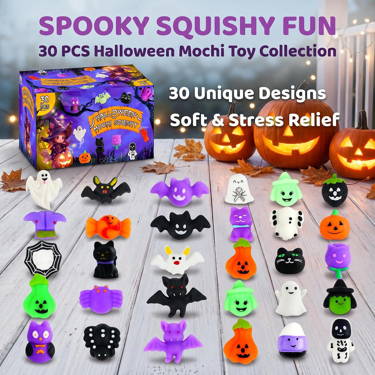 Halloween Mochi Squishy Variety Pack – Thoughtful Party Favor Gifts for Kids Classmates and Neighbors