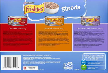 Friskies Purina Shreds Wet Cat Food in Gravy, Stock-Up Dinner Rotation for Multi-Cat Homes