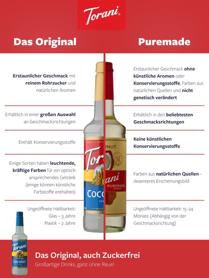 made with the finest ingredients per torani's quality standard, suitable for both drinks and dessert finishing