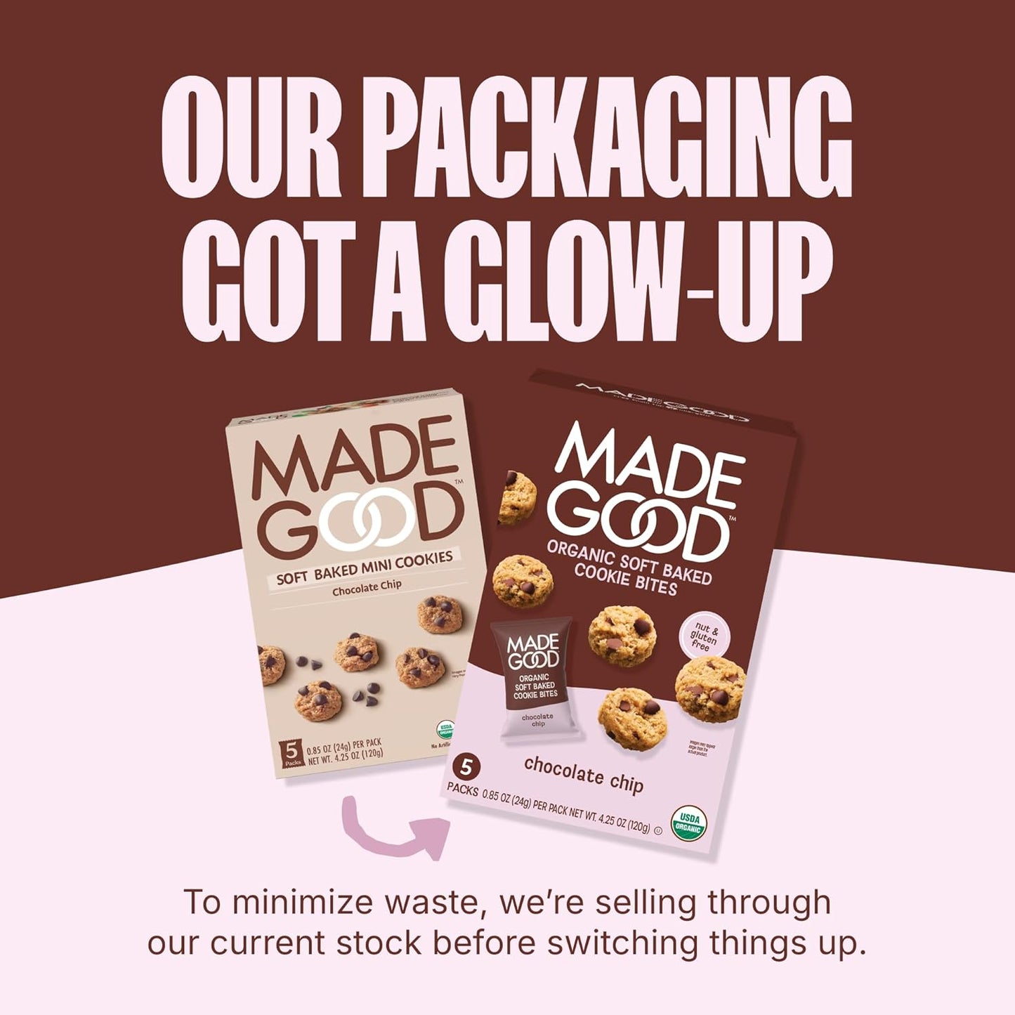 MadeGood Chocolate Chip Mini Cookies – Individually Wrapped Snack for Road Trips and Hiking Backpacks, 30 Count