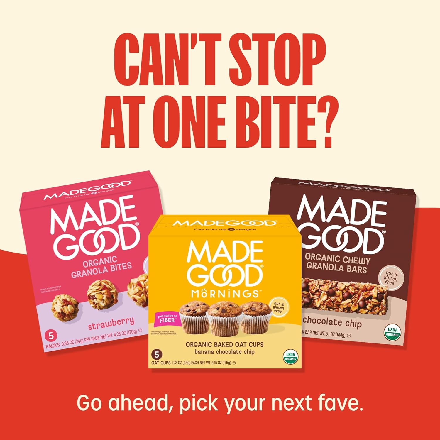 MadeGood Mornings Soft-Baked Oat Bars – Pre-Portioned Afternoon Pick-Me-Up for Professionals, 30 Individually Wrapped Bars