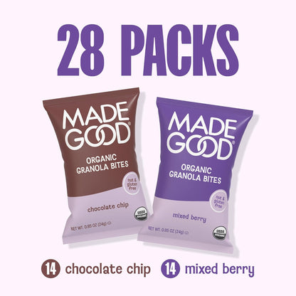 MadeGood Organic Granola Bites Chocolate Chip Mixed Berry – Mid Afternoon Office Pick Me Up Snack