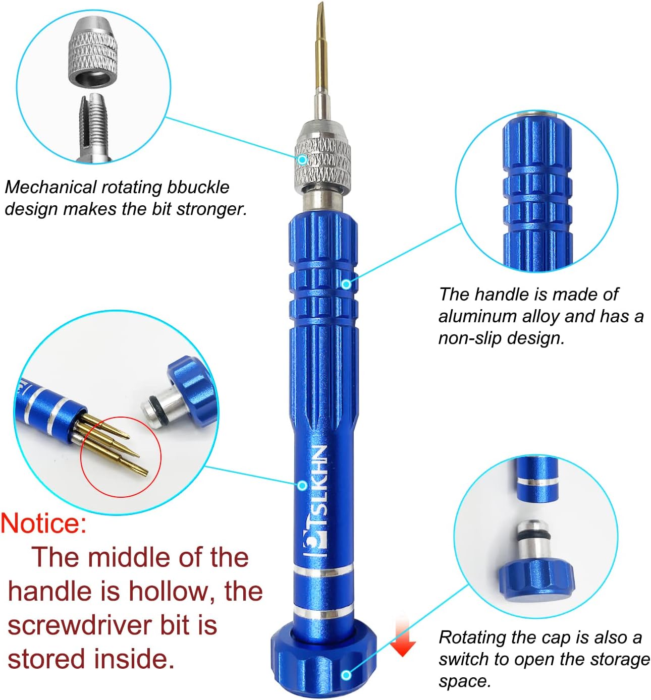 magnetic bit tips for fast screw handling