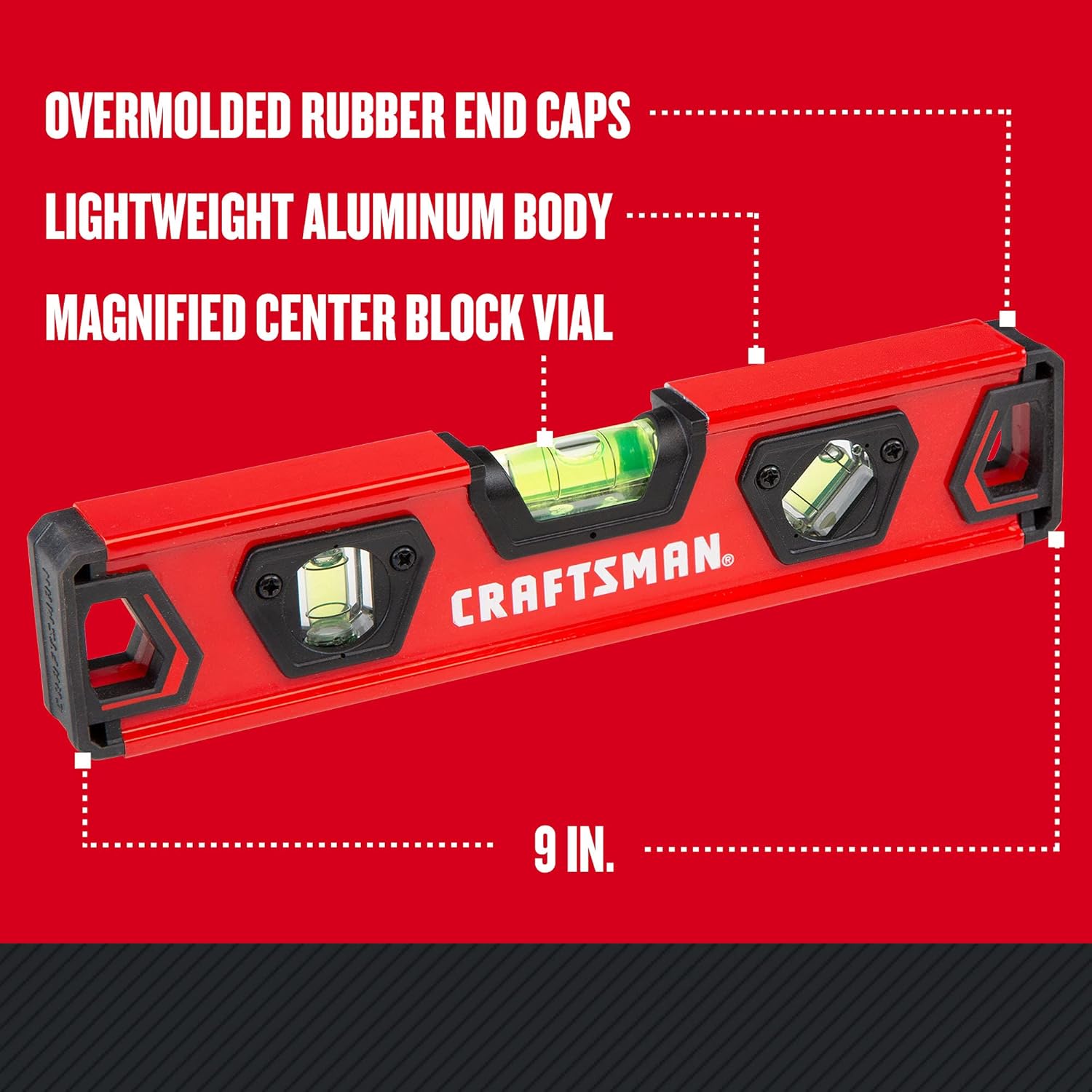 magnetic strip along the base for hands-free attachment to ferrous metal