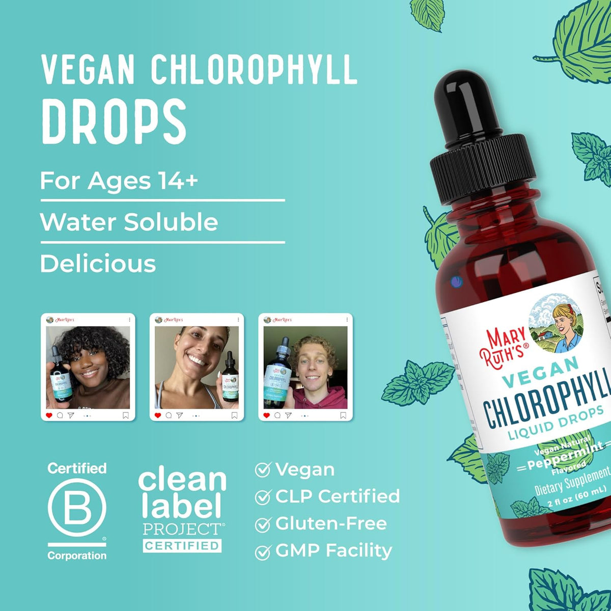 MaryRuth's Chlorophyll Liquid Drops – Backpacking Wellness Essential, Lightweight Liquid Chlorophyll Alternative to Capsules
