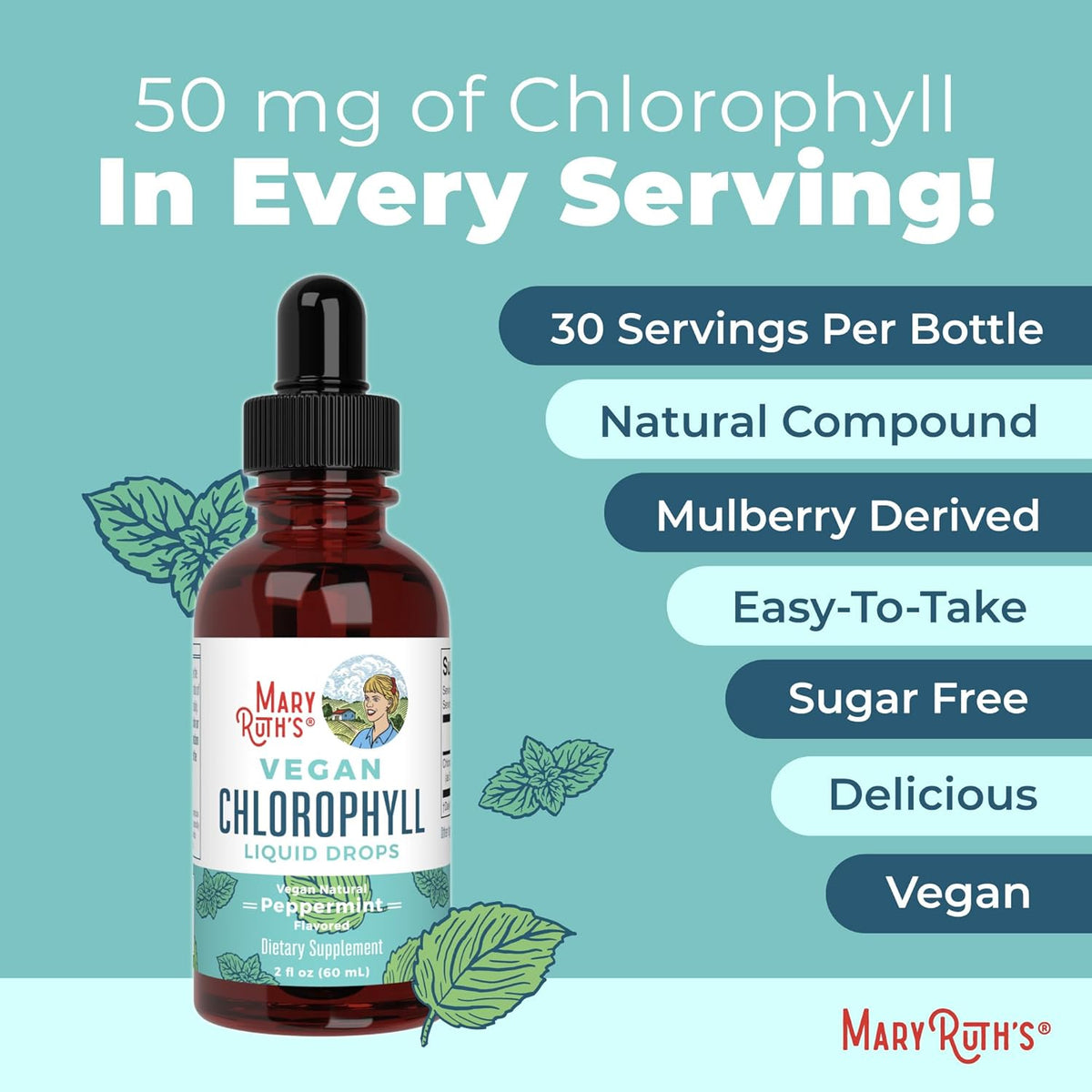 MaryRuth's Chlorophyll Liquid Drops – Backpacking Wellness Essential, Lightweight Liquid Chlorophyll Alternative to Capsules