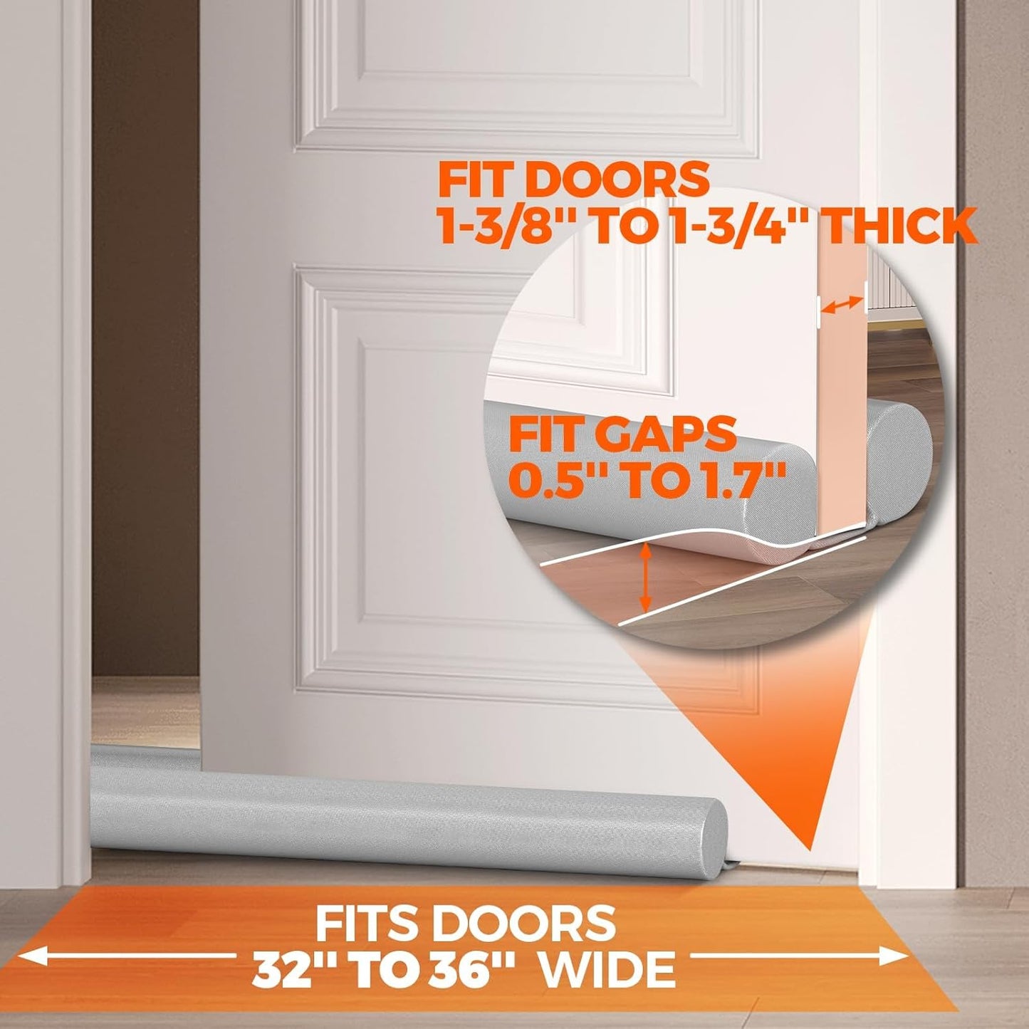 maximum gap fill capacity of 1.7 inches for sealing uneven door bottoms