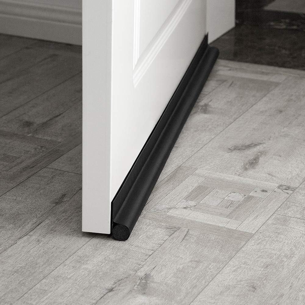 MAXTID Door Draft Stopper 36 Inch Black Adjustable Door Draft Blocker Front Door Draft Guard for Bottom of Doors Weather Stripping Door Seal Strip