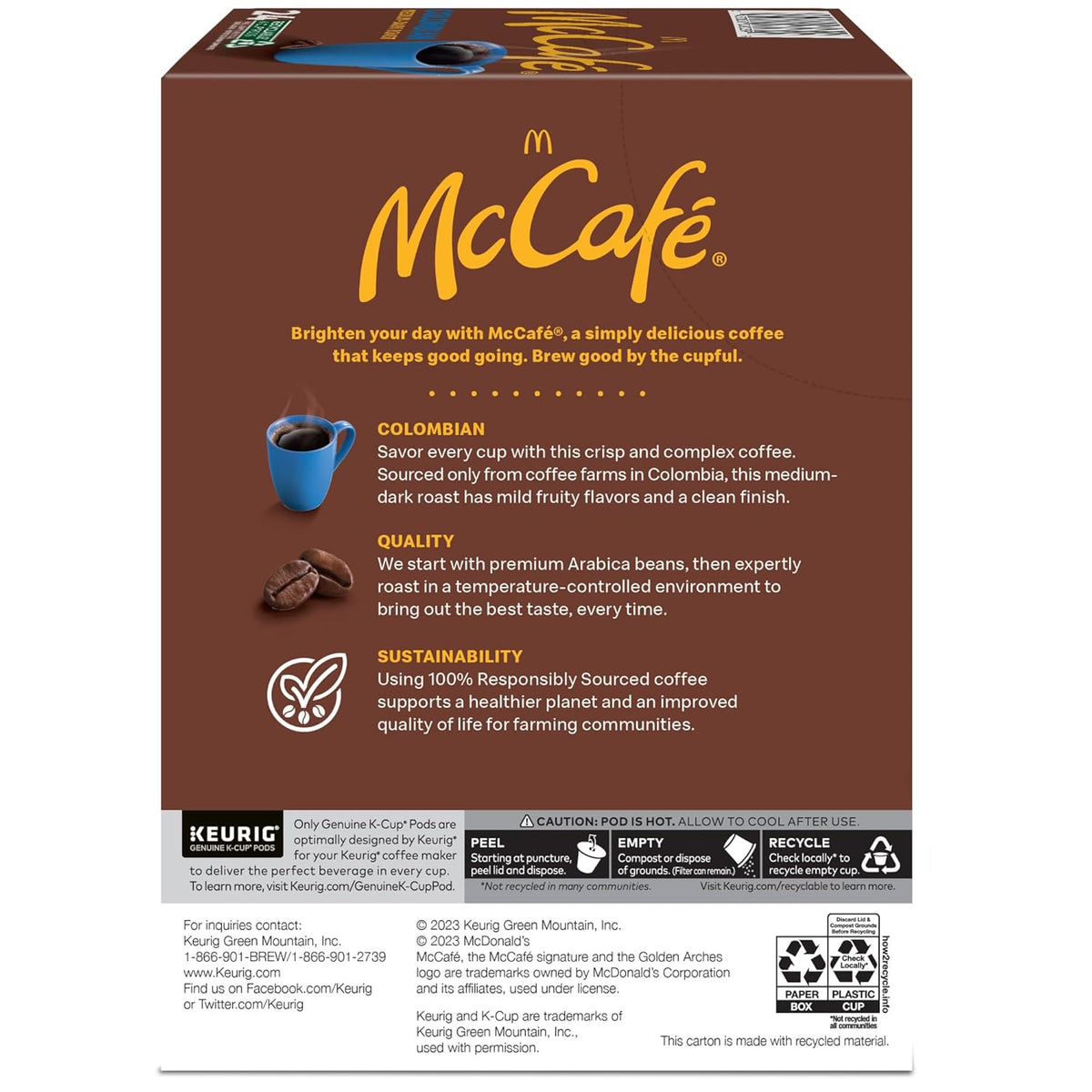 McCafe Colombian Keurig Pods – Break Room Coffee for Shared Office Productivity, Medium Roast