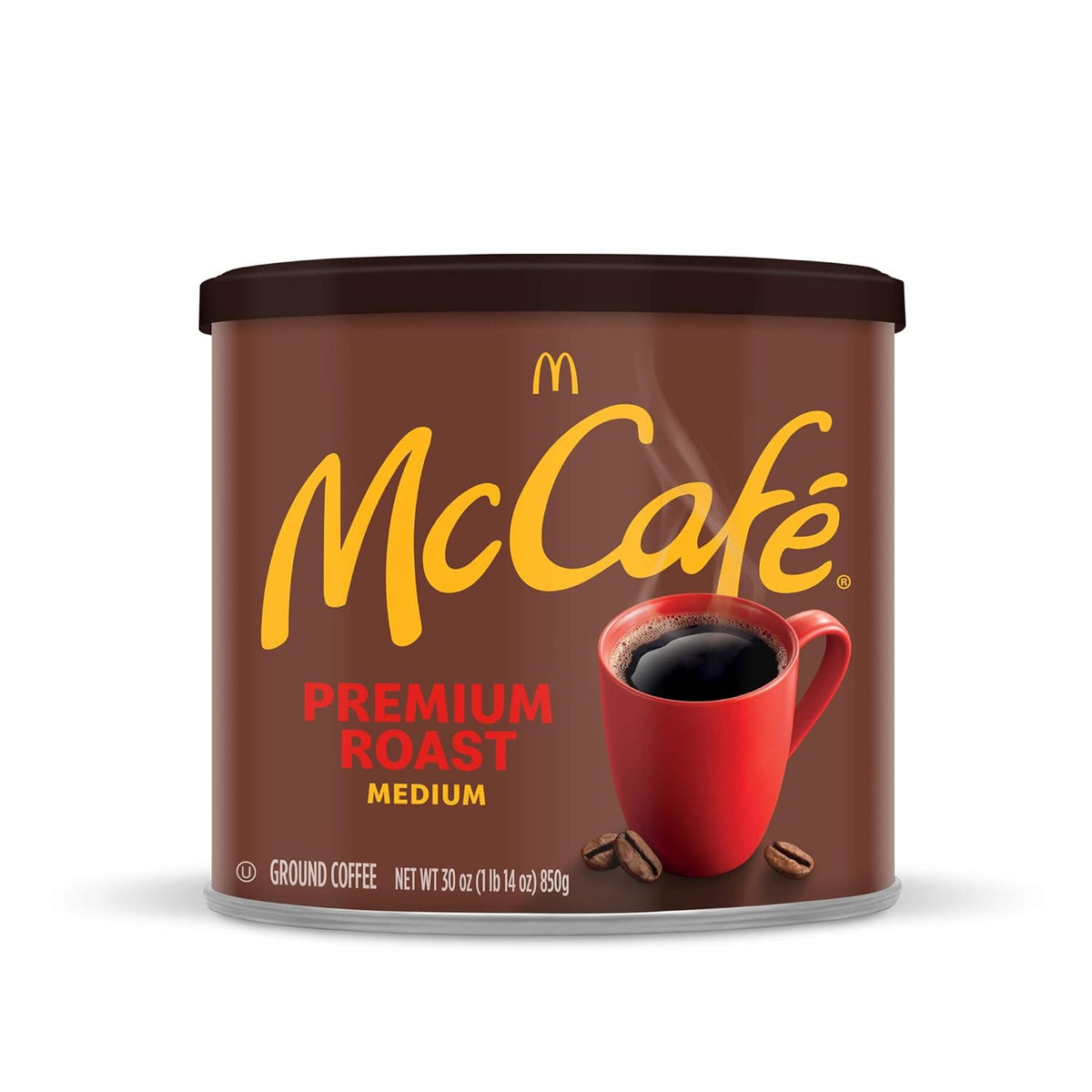 McCafe Premium Roast Medium Roast Ground Coffee 30 oz Canister – Desk-Side Coffee for Study and Remote Work Fuel