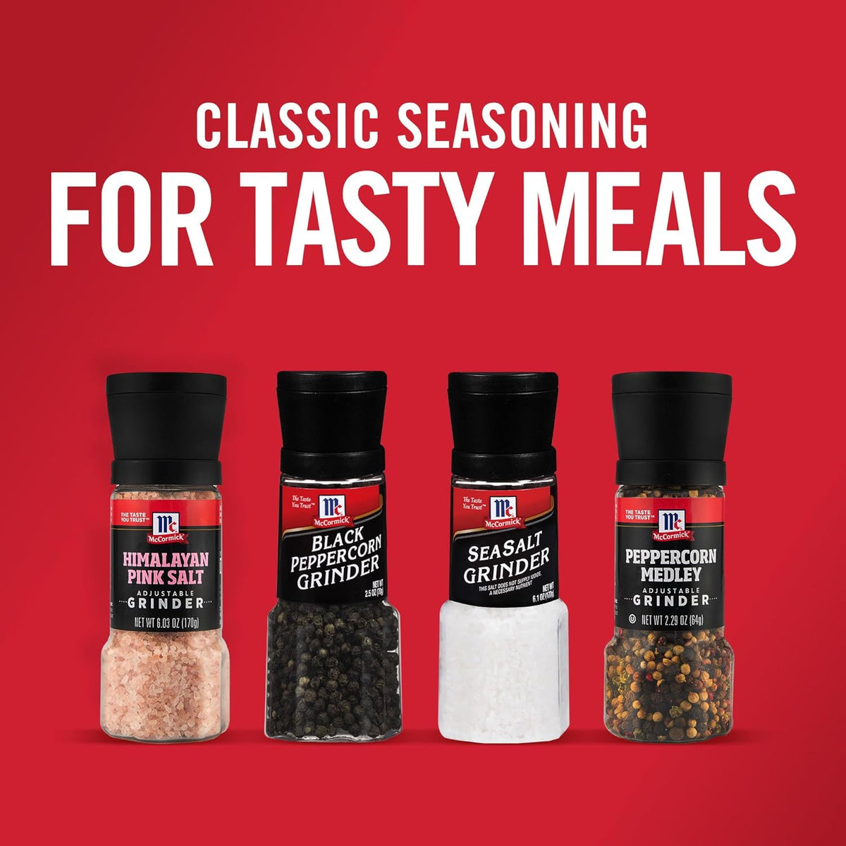 McCormick Black Peppercorn Grinder – All-in-One Storage and Grinder, No Extra Mill to Refill or Store