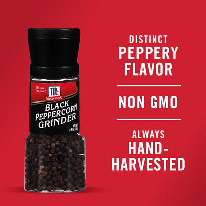 McCormick Black Peppercorn Grinder – All-in-One Storage and Grinder, No Extra Mill to Refill or Store
