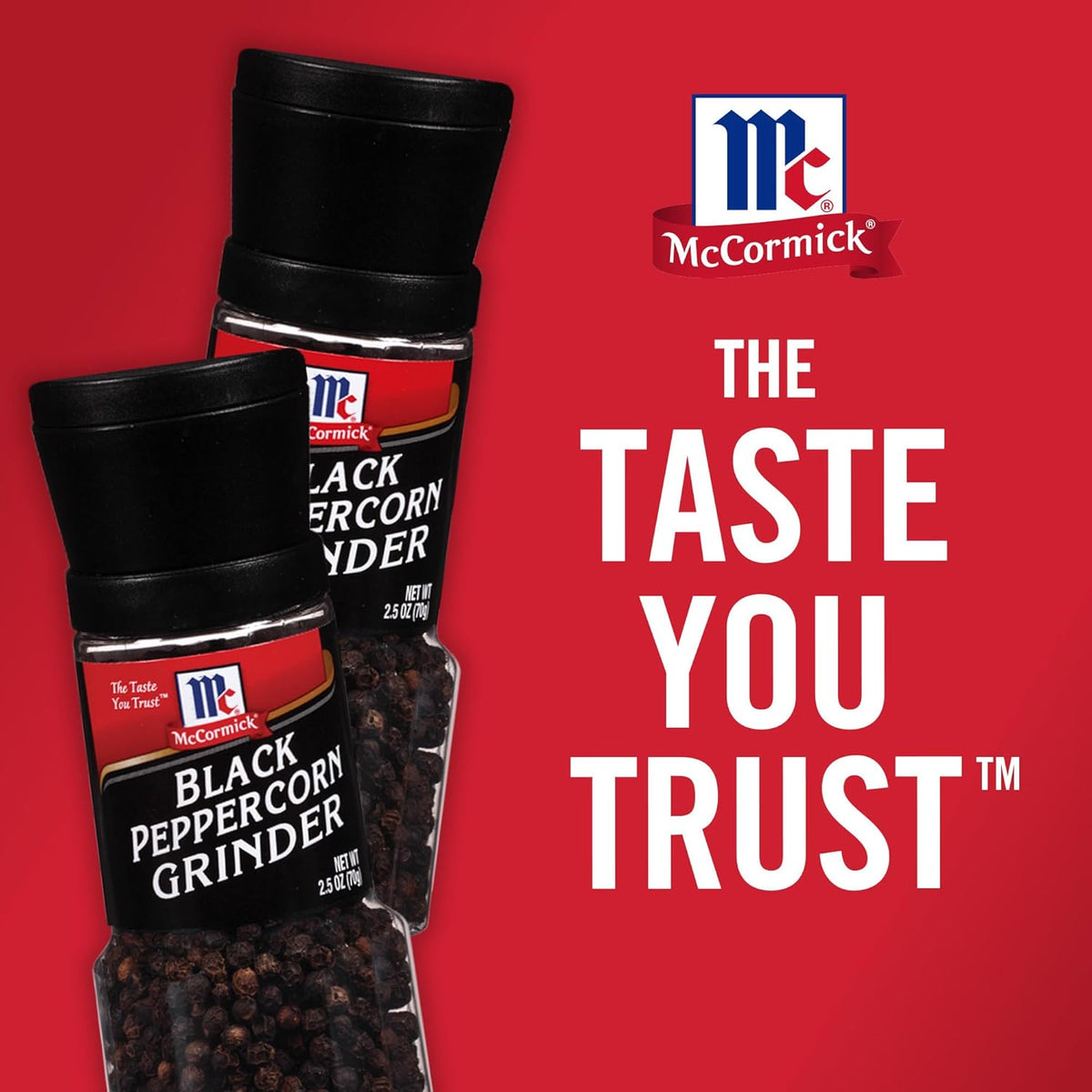 McCormick Black Peppercorn Grinder – All-in-One Storage and Grinder, No Extra Mill to Refill or Store