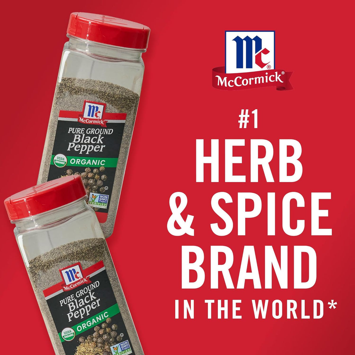 McCormick Pure Ground Black Pepper Organic – Streamlined Seasoning for the Less-Is-More Cook, 12 oz