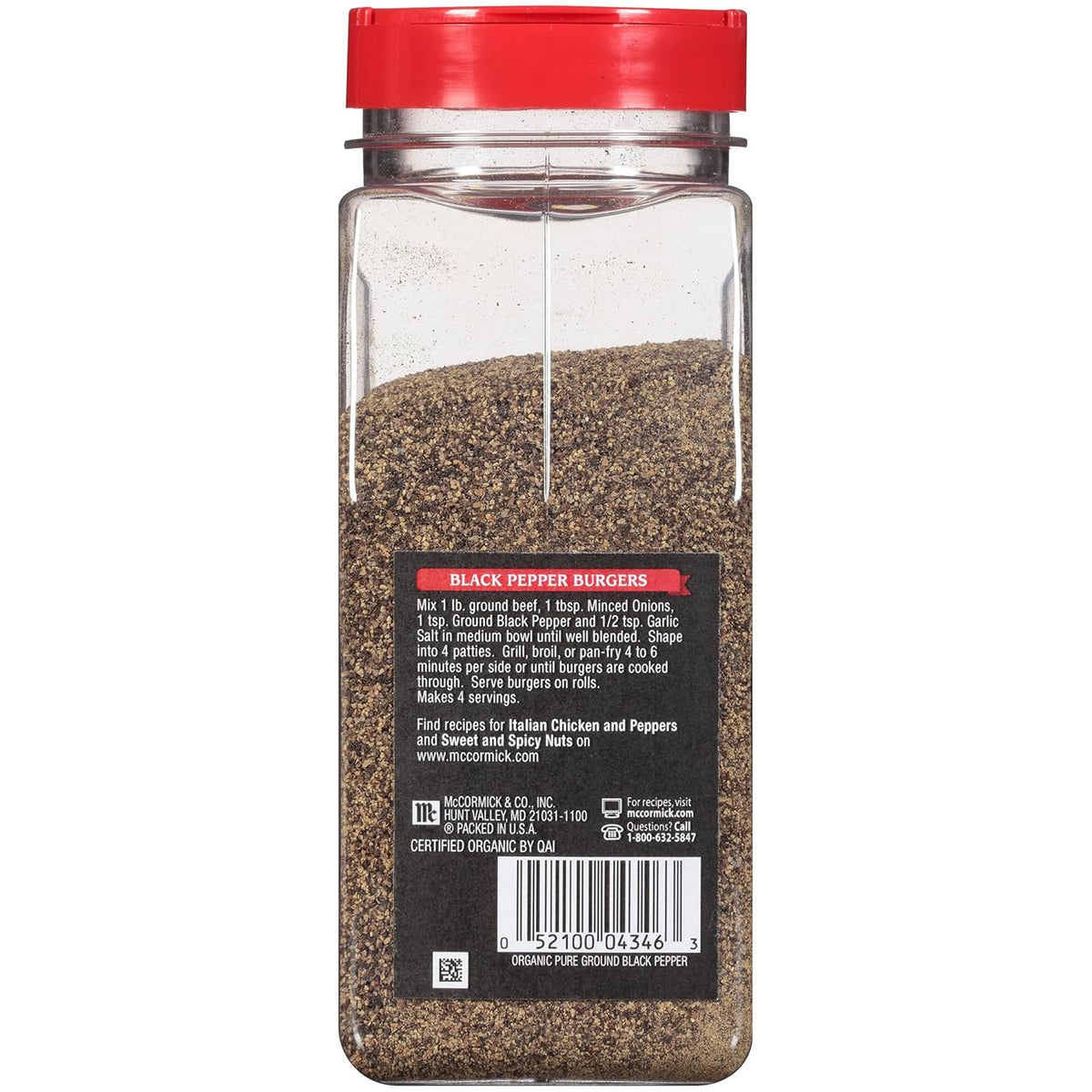 McCormick Pure Ground Black Pepper Organic – Streamlined Seasoning for the Less-Is-More Cook, 12 oz