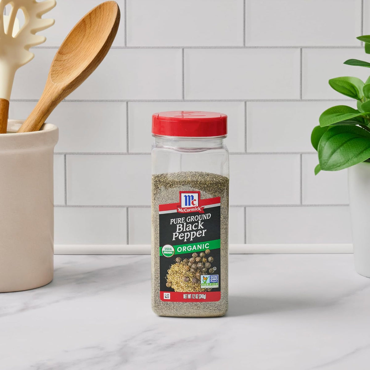 McCormick Pure Ground Black Pepper Organic – Streamlined Seasoning for the Less-Is-More Cook, 12 oz