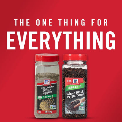 McCormick Pure Ground Black Pepper Organic – Streamlined Seasoning for the Less-Is-More Cook, 12 oz