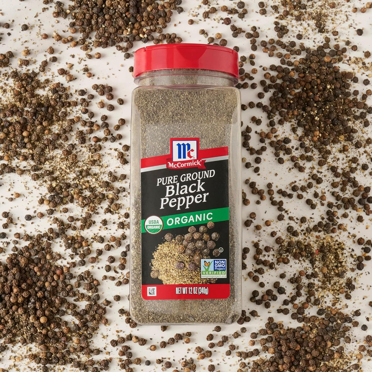 McCormick Pure Ground Black Pepper Organic – Streamlined Seasoning for the Less-Is-More Cook, 12 oz