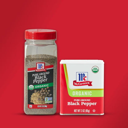 McCormick Pure Ground Black Pepper Organic – Streamlined Seasoning for the Less-Is-More Cook, 12 oz