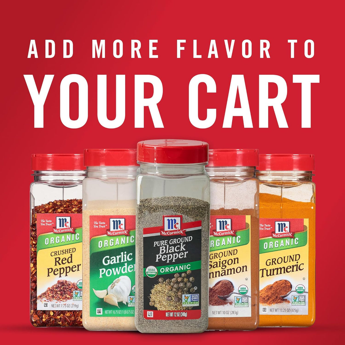 McCormick Pure Ground Black Pepper Organic – Streamlined Seasoning for the Less-Is-More Cook, 12 oz