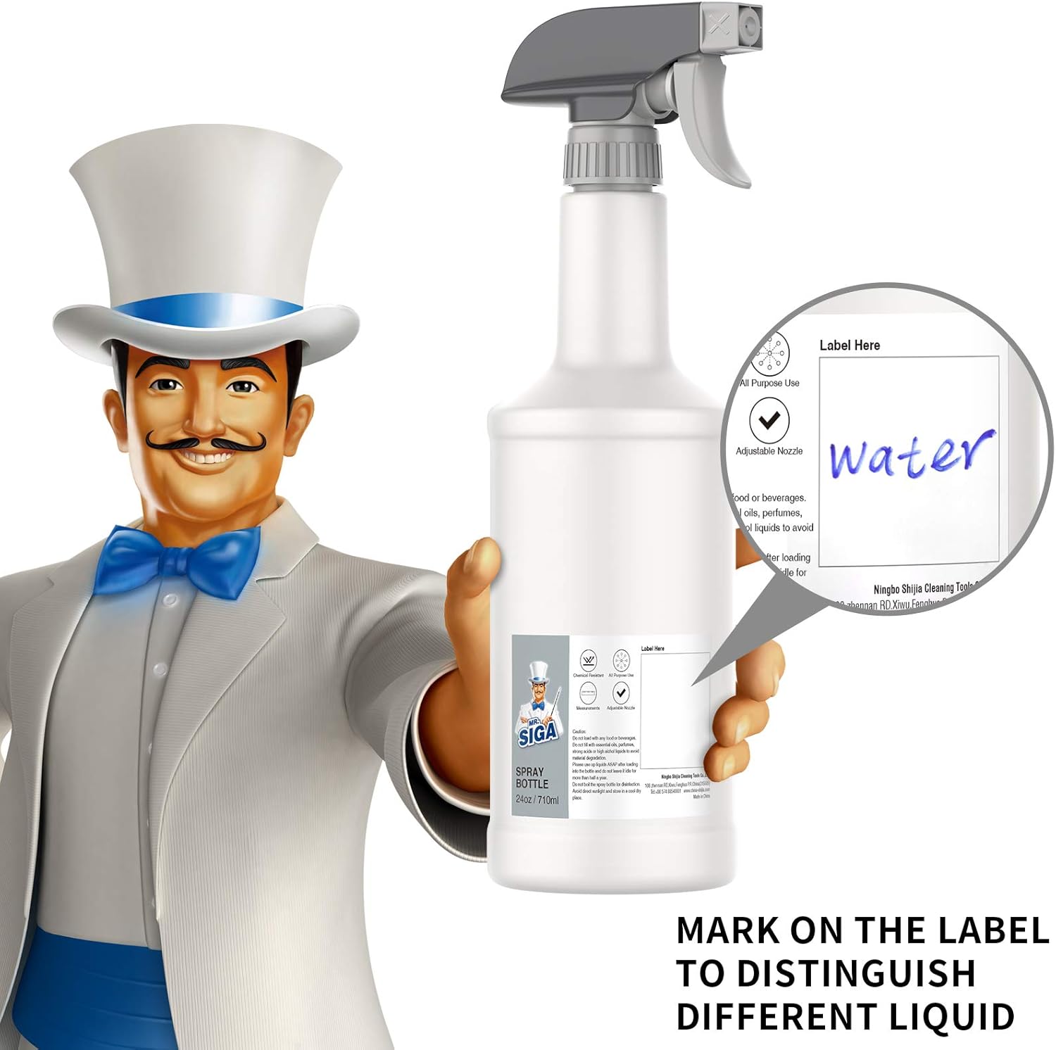 measurement scale printed on the bottle for accurate dilution