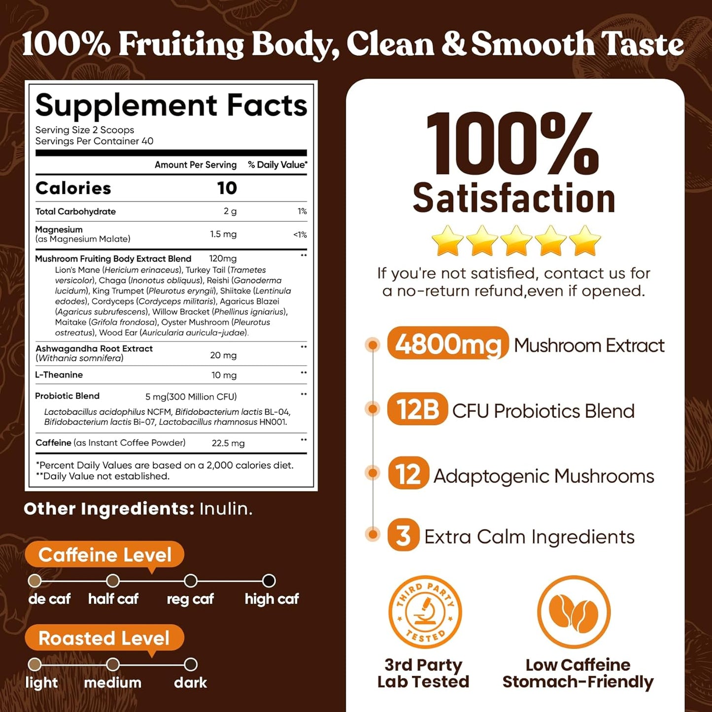 medium roast arabica instant coffee base, 40 servings per bag