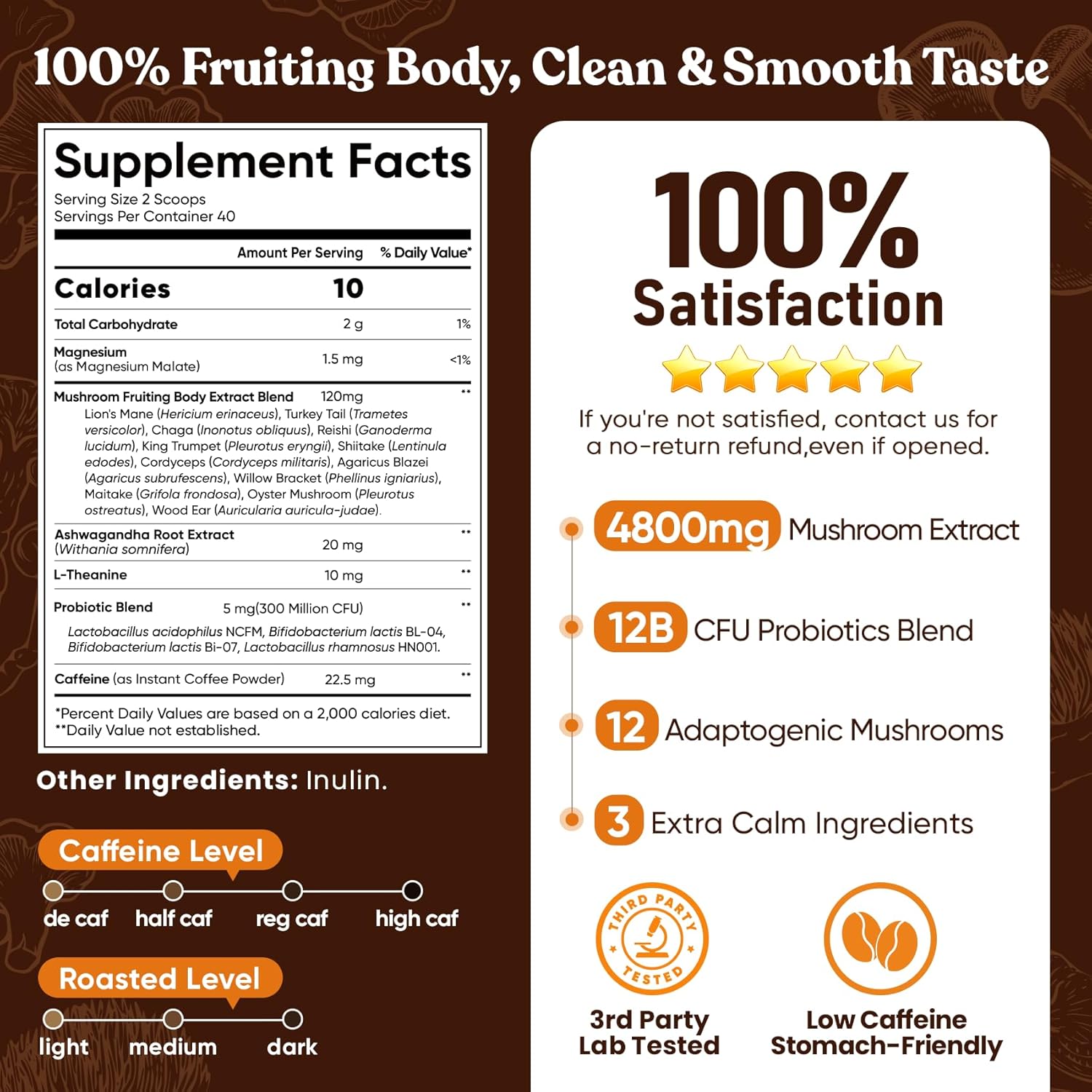 medium roast arabica instant coffee base, 40 servings per bag