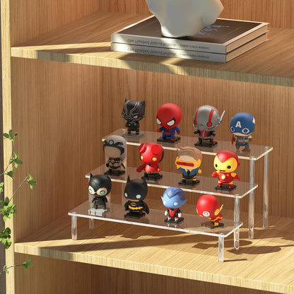 MEGHA 3-Tier Acrylic Riser Shelf – Living Room Decor for Figurines and Collectibles