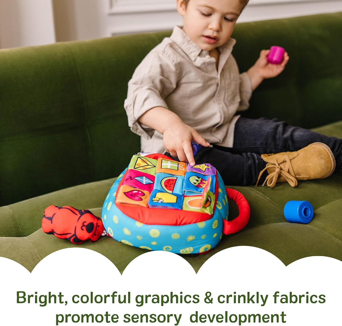 Melissa & Doug K's Kids Take-Along Shape Sorter – Zip-Close Activity Bag That Keeps 9 Blocks Contained for Safer Travel