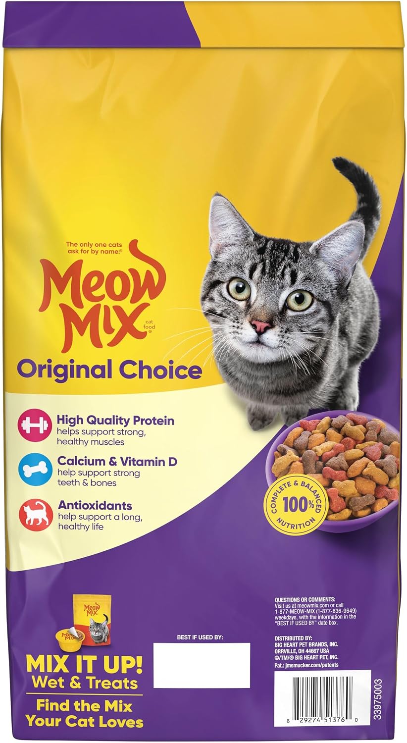 Meow Mix Original Choice Dry Cat Food – Kid-Approved Breakfast Nook Staple for the Family Cat, 3.15 lb Bag of Trusted Everyday Kibble