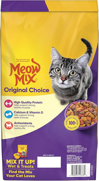 Meow Mix Original Choice Dry Cat Food – Kid-Approved Breakfast Nook Staple for the Family Cat, 3.15 lb Bag of Trusted Everyday Kibble